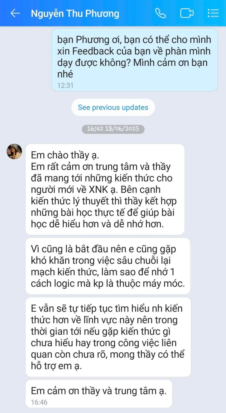 Tin nhắn Zalo - học viên GREENTRI chia sẻ cảm nhận về khóa học (5)