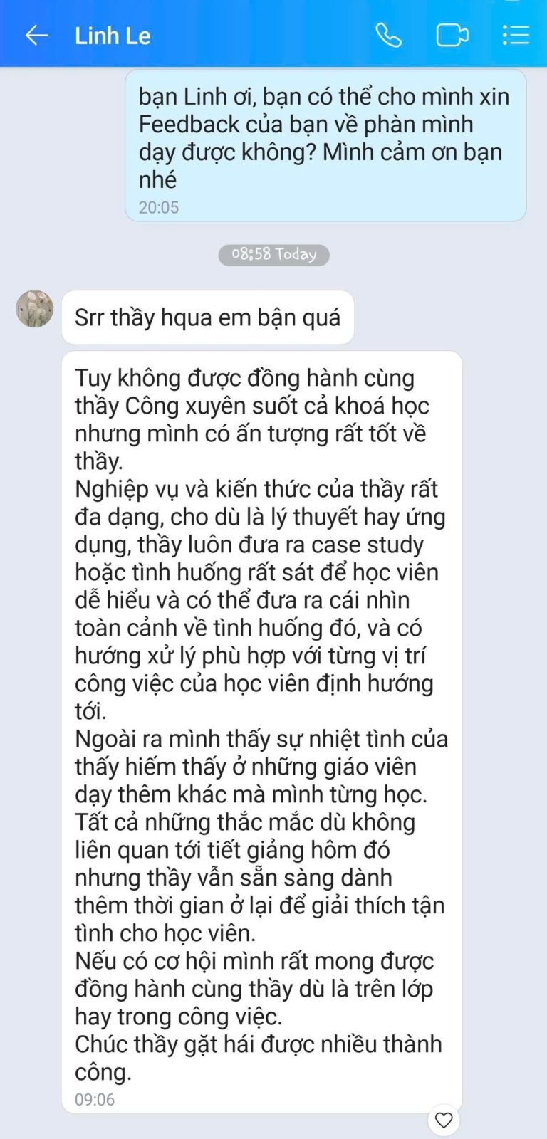 Tin nhắn Zalo - học viên GREENTRI chia sẻ cảm nhận về khóa học (6)