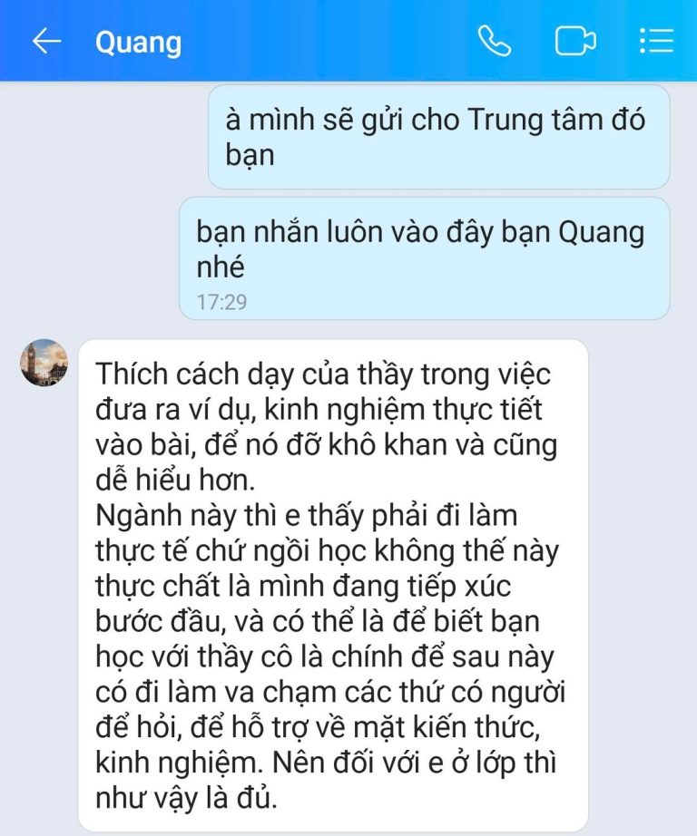 Tin nhắn Zalo - học viên GREENTRI chia sẻ cảm nhận về khóa học (7)