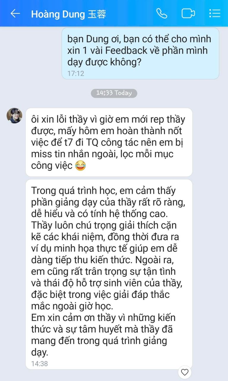 Tin nhắn Zalo - học viên GREENTRI chia sẻ cảm nhận về khóa học (9)