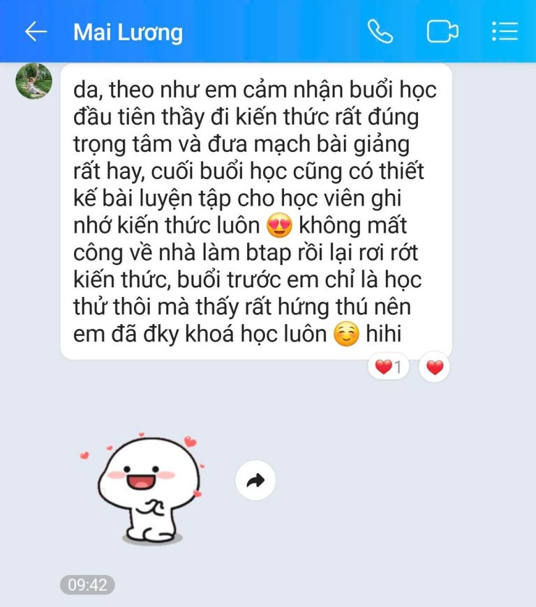 Tin nhắn Zalo - học viên GREENTRI chia sẻ cảm nhận về khóa học (16)