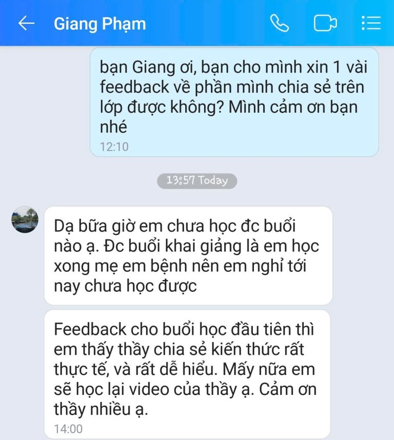 Tin nhắn Zalo - học viên GREENTRI chia sẻ cảm nhận về khóa học (26)